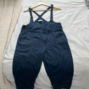 Dark blue low bust overalls